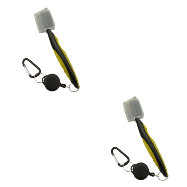 Baohd Stainless Steel Golf Club Brush Ergonomic Handheld Replacement Solid Color Shoe Brushes Cleaning Tool Accessories Yellow with Lid 2Set