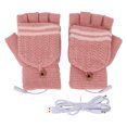 thumbnail image 1 of Heated Mitten Gloves Double Sided Heating Promote Blood Circulation USB Hand Warmers for Winter Warmth Pink, 1 of 14