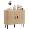 thumbnail image 1 of HOMCOM 35.4" Sideboard Buffet Cabinet, Slatted Kitchen Storage Cabinet, Oak, 1 of 10