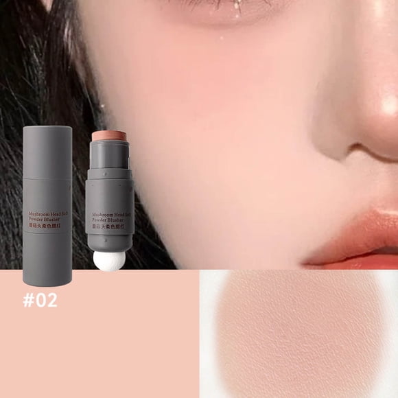 Cream Blush Stick with Mushroom Head, 3-in-1 Makeup Tool for Lips, Cheeks, Eyes - Waterproof & Long-Lasting Formula (Travel-Friendly)