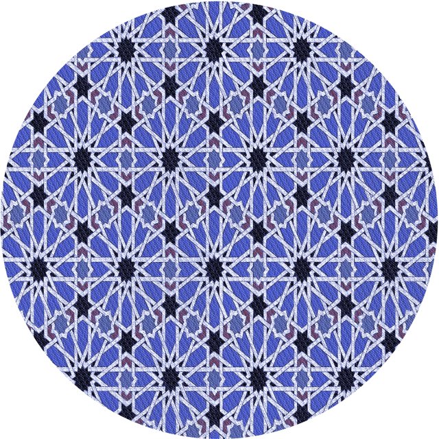 Ahgly Company Tapis Rond Lavable en Machine Intérieur Transitionnel Bleu Ange, 5 Pieds Rond