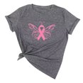 thumbnail image 2 of TIMIFIS Chandails de Sensibilisation au Cancer du Sein pour Femmes Été Ample Imprimé T-Shirt à Col Rond Manches Courtes Blouse Décontractée Automne/hiver, 2 of 5