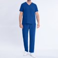 thumbnail image 2 of UPPADA Sarraus Médicaux pour Femmes Ensembles Extensibles Haut à Col en V et Pantalon Cargo à Jambe Grand Ensemble de Sarrau avec Tailles Régulières et Petites Ensemble de Sarrau Athlétique Tenue de Travail d'Infirmière Bleu, TG, 2 of 7