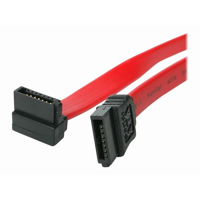 StarTech.com 24in SATA to Right Angle SATA Serial ATA Cable - SATA cable - Serial ATA 150/300/600 - SATA (R) to SATA (R) - 2 ft - right-angled connector - red - for P/N: 25S22M2NGFFR, 25SATSAS35HD, CFAST2SAT25, S322M225R, S32M2NGFFPEX, ST521PMINT