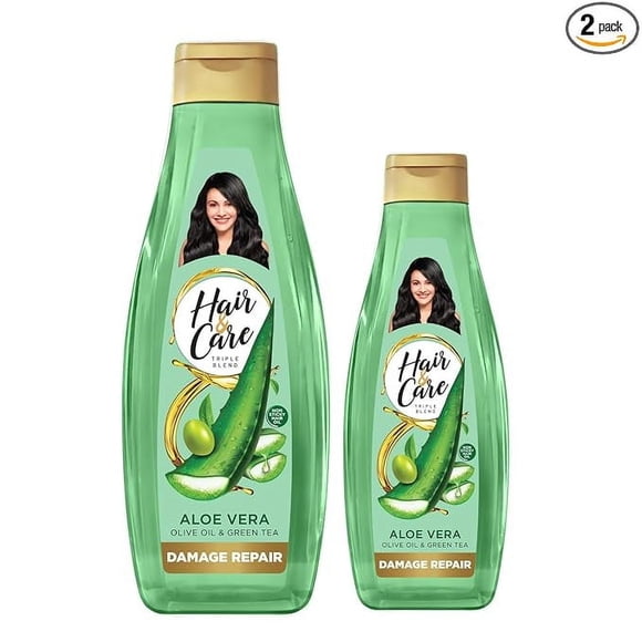 Hair & Care Triple Blend Damage Repair Non-Sticky Hair Oil with Aloe Vera, Olive Oil & Green Tea, 300 ml + 100 ml