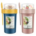 thumbnail image 1 of 2 Pack Breakfast On the Go Cups 2-Tier Yogurt Cup to Go with Spoon 990ml Yogurt Cup Container Leak Proof Yogurt Cereal Container Portable for Milk Cereal Salad Breakfast, 1 of 9