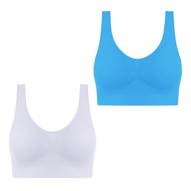 AherBiu 2pc Plus Size Sports Bras for Women Large Bust High Support Padded Bralettes Seamless Workout Underwear