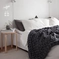 thumbnail image 2 of Chunky Knit Blanket Merino Wool Hand Made Throw Boho Bedroom Home Decor Giant Yarn, 2 of 4