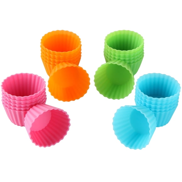 Bakerpan Porte-Mini Cupcakes en Silicone, Caissettes à Mini Cupcakes, Coupes à Pâtisserie et à Dessert, Lot de 24 (Multi)