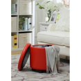 thumbnail image 4 of Designs4Comfort Round Accent Storage Ottoman in Red Faux Leather Fabric, 4 of 10