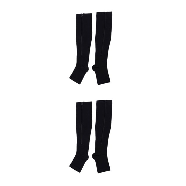 ZheElen Chaussettes de Compression à Haute Élasticité avec Fermeture Éclair pour Performance Anti-Humidité en Nylon Respirant Noir P/M 2ensemble