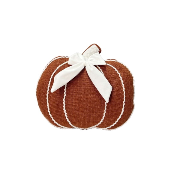 Way To Celebrate Pumpkin Shaped Pillow, 13 inches width,Clay colour