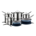 thumbnail image 1 of Starfrit The Rock Wave 10-Pc Non-Stick Cookware Set, Durable Stainless Steel, Oven Safe, PFOA Free, Easy to Clean, Includes 2 Non-stick Fry Pans (8" and 10"), 1 of 10