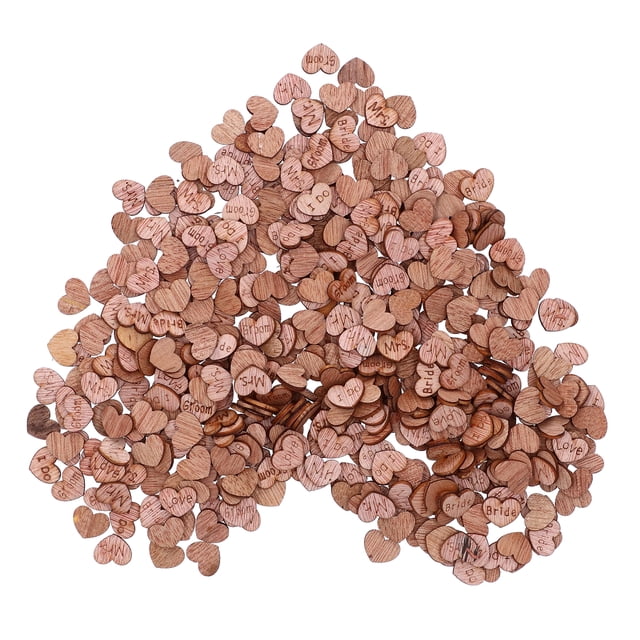 500Pcs HeartShape Chips Wood Grain Slice Decoration DIY HandMade Scrapbook Crafts