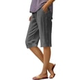 thumbnail image 1 of BLVB Linen Shorts for Women High Waisted Lightweight Bermuda Shorts Side Button Short Beach Vacation Outfits Pockets, 1 of 7