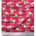 thumbnail image 1 of Soimoi polyester Crepe Fabric Love Text & Puppies Dog Print Fabric by Yard 42 Inch Wide, 1 of 3