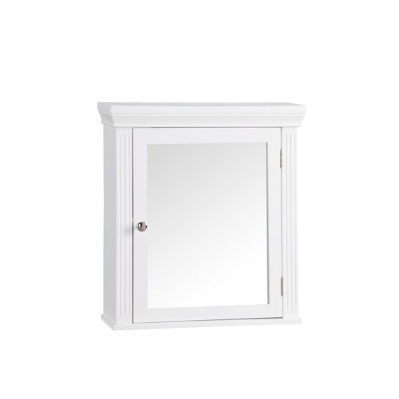 Teamson Home Wooden Bathroom Medicine Cabinet with Crown Molded Top White