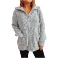 thumbnail image 1 of Yuyuzo Cardigan Manteau Surdimensionné à Col à Revers à Manches Longues pour Femmes, Cardigan en Tricot à Fermeture Éclair, Vêtement d'Extérieur, 1 of 6