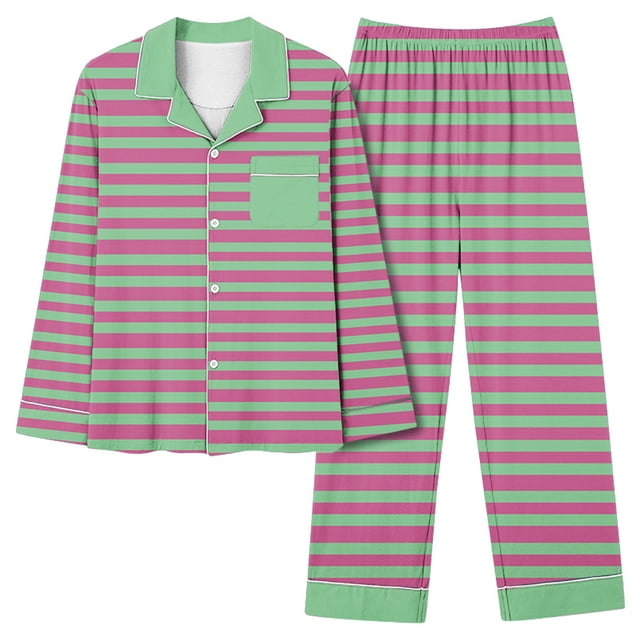 Rbaofujie Pyjama d'Été pour Femmes Femmes Décontracté Mode Imprimé Manches Longues Hauts Décontractés Pantalons Ensemble de Pyjama Pyjama Mignon