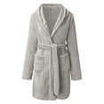 thumbnail image 4 of AherBiu Plus Size Robes for Women Fuzzy Fleece Lightweight Bathrobes Plush Warm Soft Mini Robe with Pockets, 4 of 5