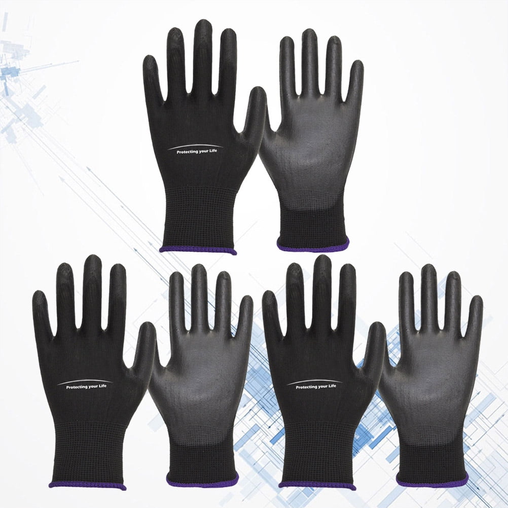 SASABAXI 3Pairs Black Protective Gloves Work Gloves with Comfort and Dexterity for Assembly Tasks
