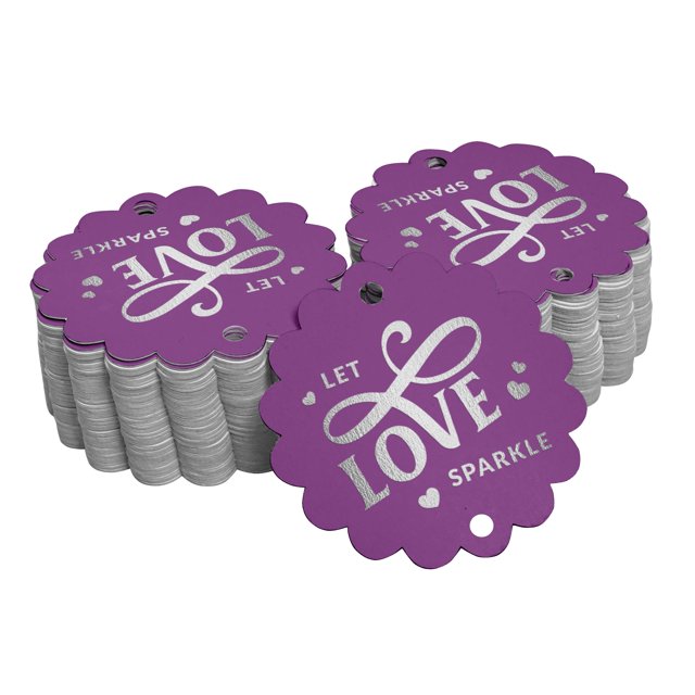 Inkdotpot Real Silver Foil Let Love Sparkle Wedding Tags Favor Hang Paper Tags 100 Piece