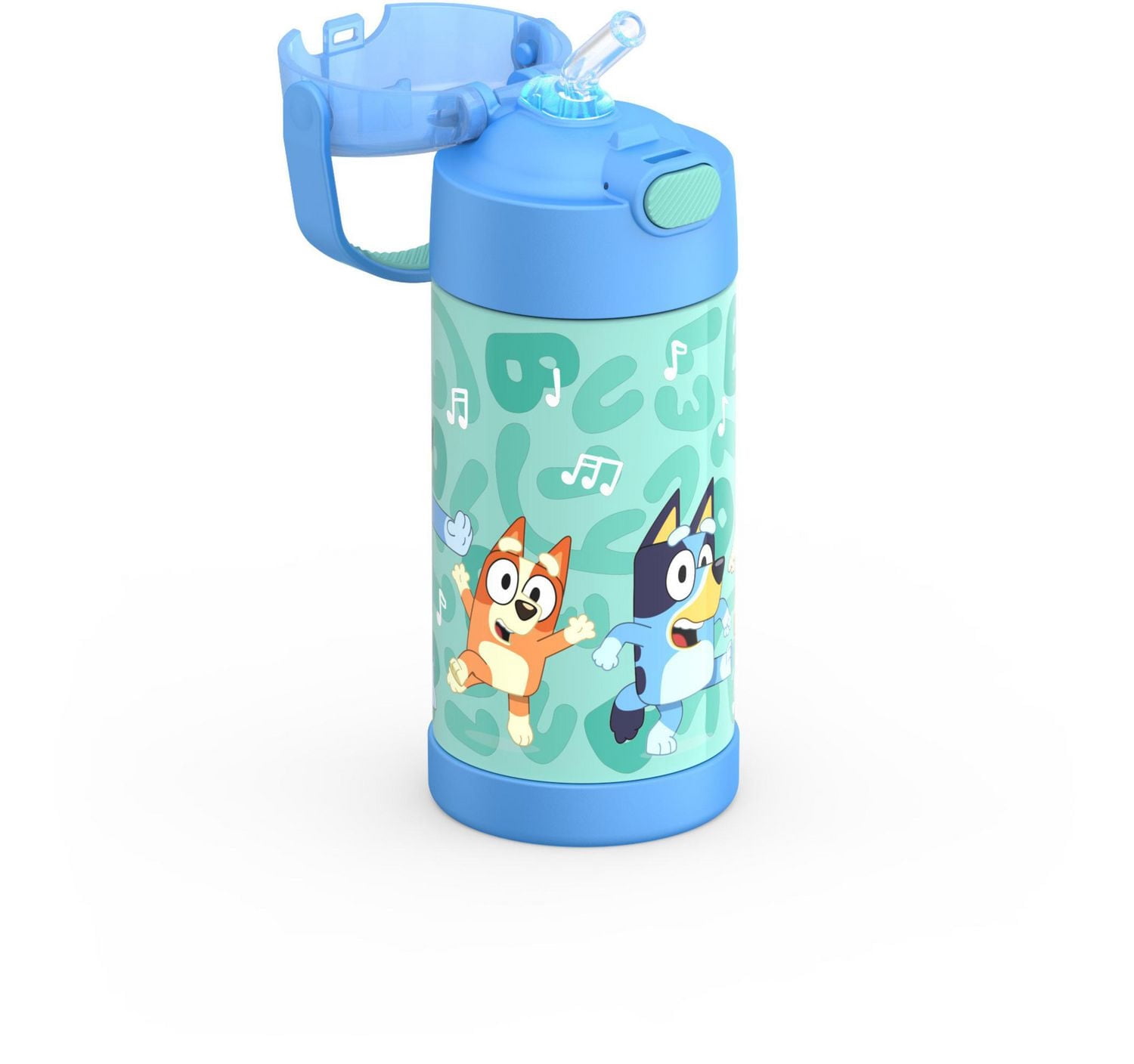 Thermos Kids Bouteille d'eau isolée sous vide avec paille rabattable, 355 ml, Bluey