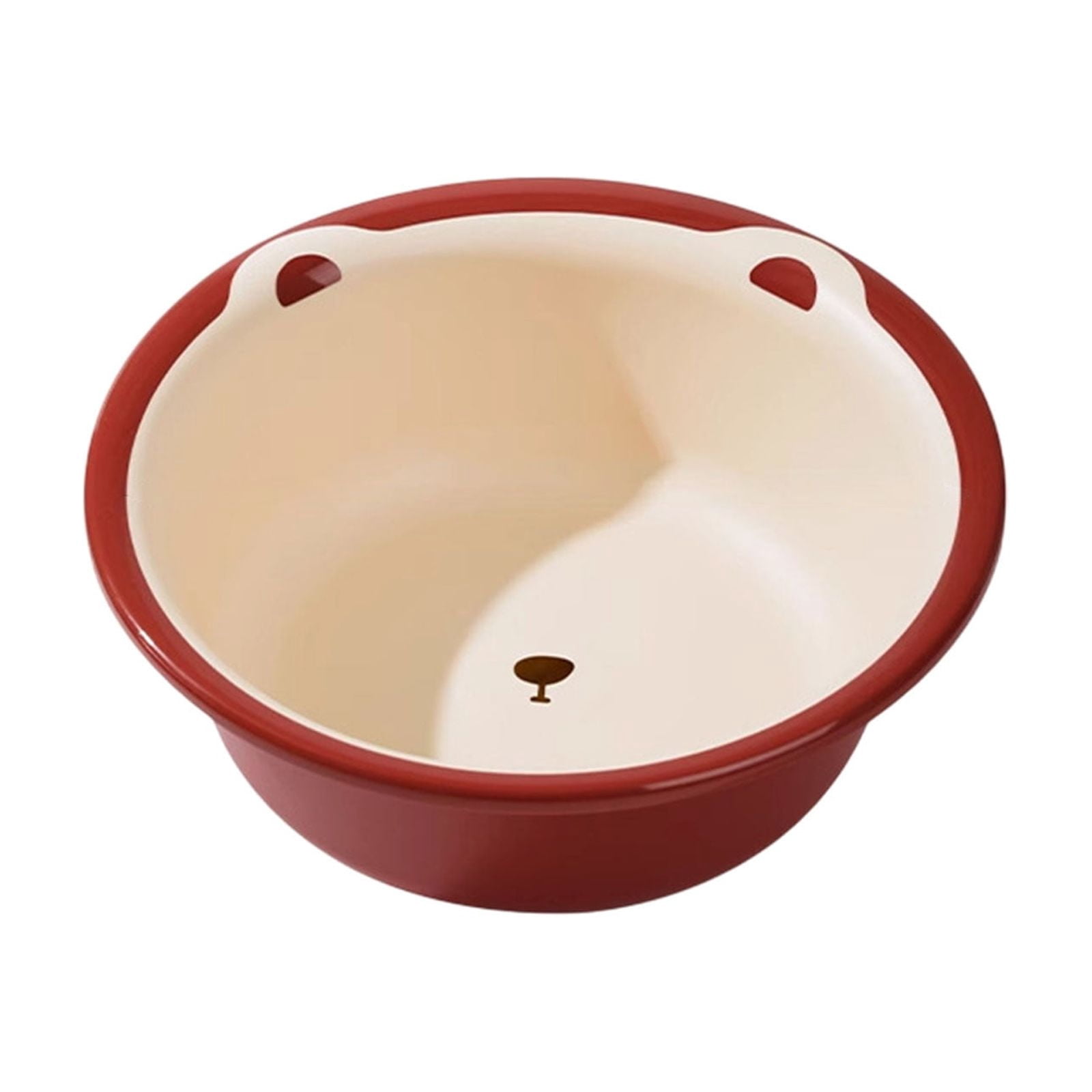 SLYNSHome Bassin de Lavage Accessoires de Salle de Bain Rond Bassin de Lavage en Plastique Robuste Bassin de Lavage Ours Mignon - Rouge