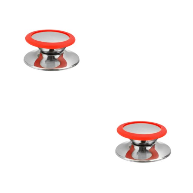 kurtrusly Stainless Steel Anti-scald Pot Cover Knob Replacement Household Kitchen Pan Lid Handle Upgrade Modified Accessories Red Large 2Set