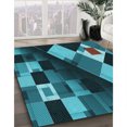 thumbnail image 3 of Ahgly Company Tapis d'Intérieur Lavable à la Machine, Carré, Transitionnel, Vert Turquoise Foncé, Tapis de Zone, 7 Pieds Carré, 3 of 7