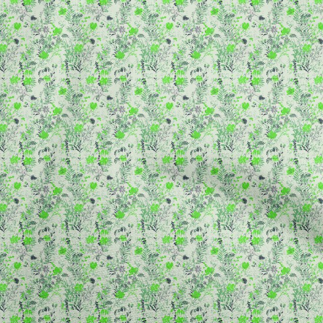 oneOone Cotton Silk Light Green Fabric Florals Sewing Craft Projects Fabric Prints By Yard 42 Inch Wide