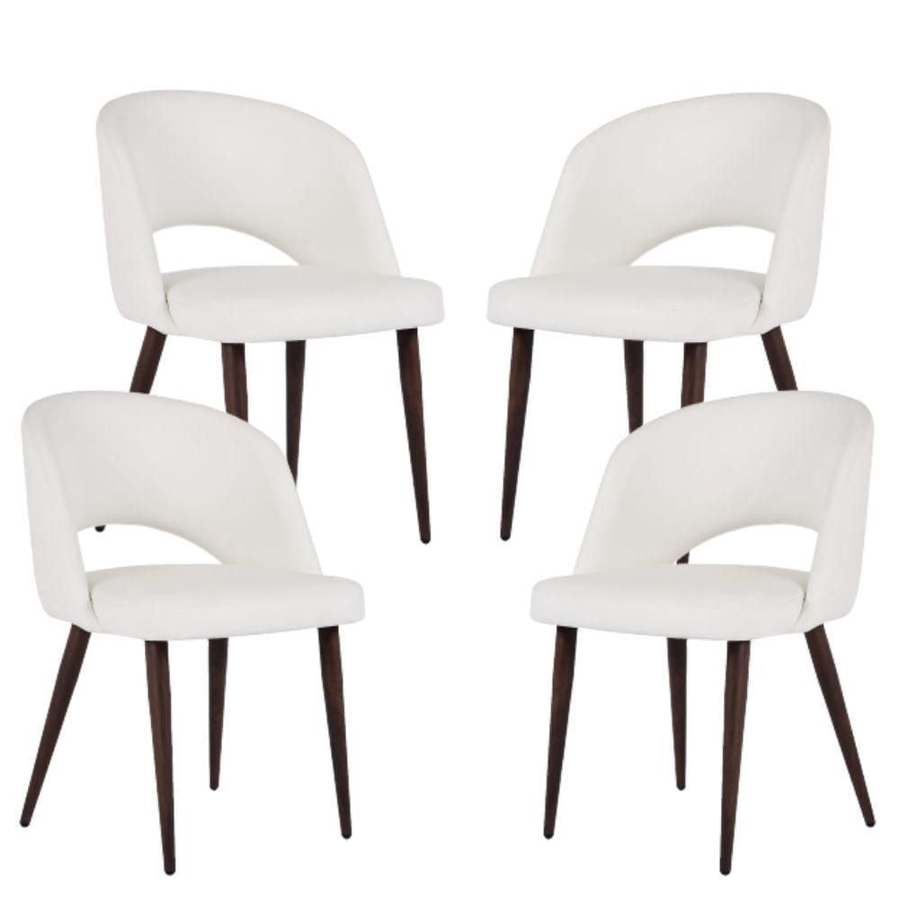 Chaise de salle à manger de direction en bois avec rembourrage en cuir (Ensemble de 4)