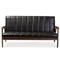 thumbnail image 3 of Allora Faux Leather Sofa in Black and Walnut, 3 of 6