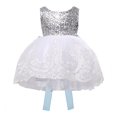 thumbnail image 5 of Robe Princesse Bébé Enfant Fille Nœud en Dentelle Florale Robe de Noël Fête Robes Formelles, 5 of 5