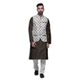 thumbnail image 1 of Atasi Ensemble de Pyjama Kurta Churidar Ethnique avec Veste Nehru Imprimée pour Hommes, 1 of 3