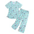 thumbnail image 1 of Yoodem Pyjamas pour Femmes Ensembles de Pj pour Femme Été Col Rond Ensemble Pyjamas Manches Courtes Pantalon Long Ensemble de Pyjama Ensembles de Pyjamas pour Dames Ensembles de Détente pour Femmes Z Bleu Clair TTG, 1 of 7