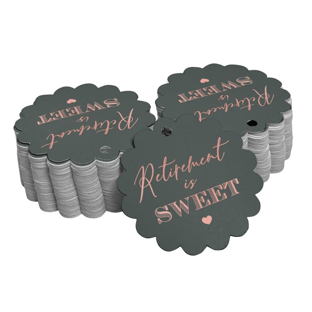 Inkdotpot Pack Of 50 Real Rose Gold Foil Paper Tags Retirement Is Sweet Text Favor Hang Tags