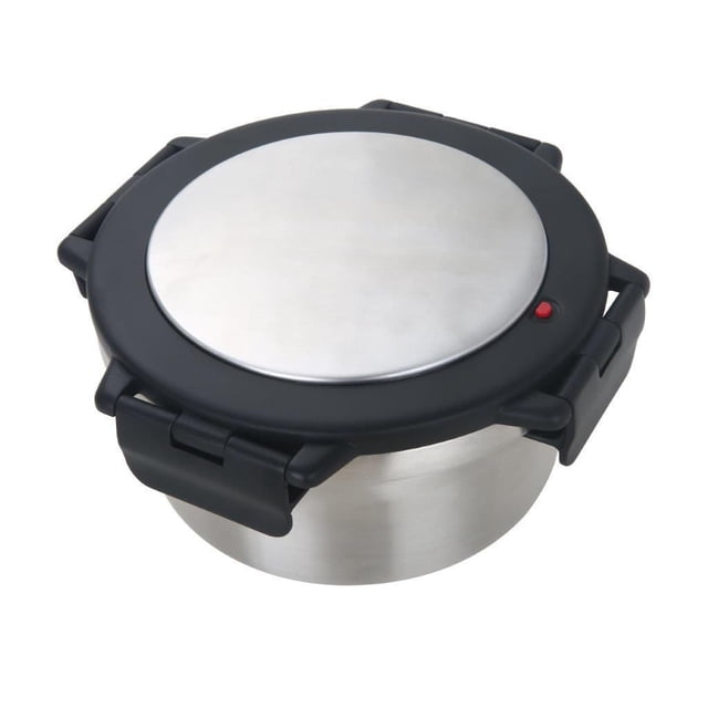 Mainstays Contenant de Rangement Alimentaire en Acier Inoxydable à double Paroi de 28 Oz, Isolé sous Vide, avec Corps Rond en Acier Inoxydable Argenté et Couvercle Verrouillable Noir, Doté d'Une Soupape de Pression Rouge, Conçu pour Garder les Aliments Chauds Ou Froids pendant des Heures, Idéal pour Transporter des Soupes, des Salades Ou des Collations.