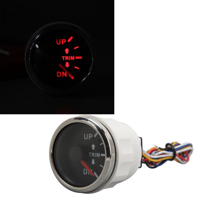 52MM Bateau Jauge de Compensation, DC9-32V Bateau en Acier Inoxydable Trim Balance Jauge Mètre, Précision de Lecture Jauge de Compensation Marine avec 7 Rétro-Éclairage de Couleur, Jauges Marines pour Yachts,