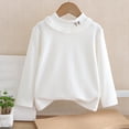 thumbnail image 2 of MeetoTime Children's Base Shirt Half High Neck White Floral Long Sleeved Round Neck Top Kids Spring Fall Clothes, 2 of 3