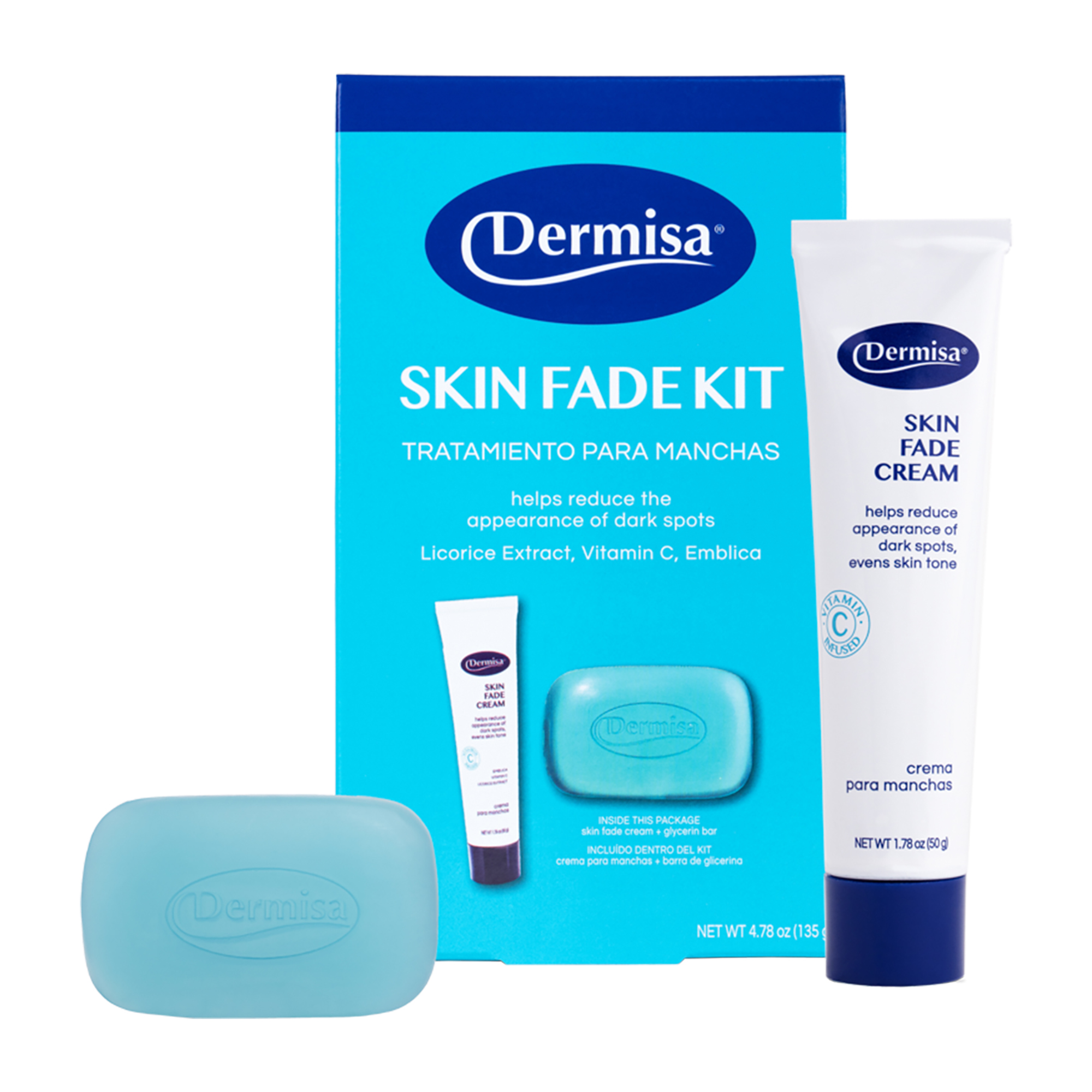 Dermisa Skin Fade Kit, Face Cream, Bar Soap, 2 Pc