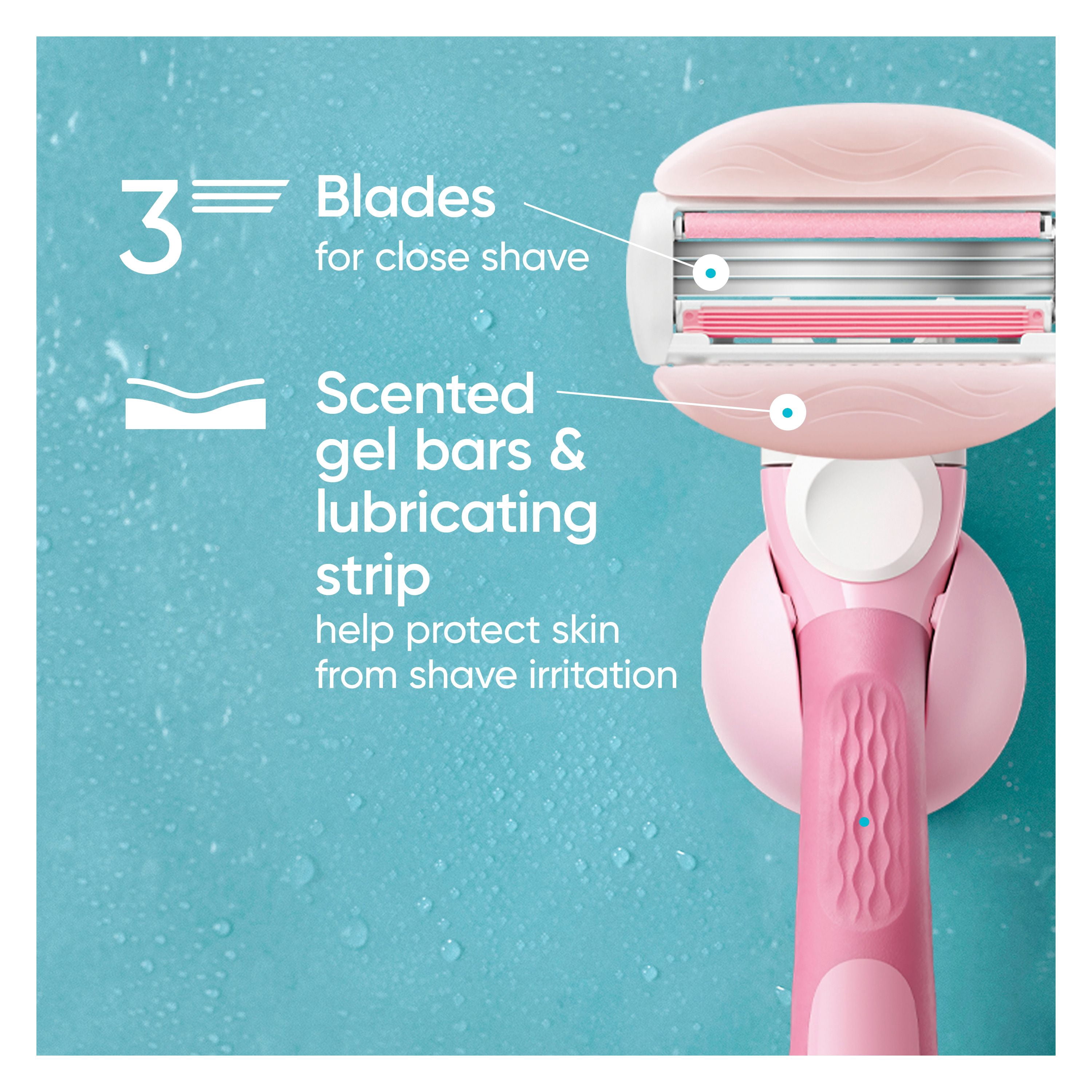 Venus GlisseConfort au Thé Blanc Lames de Rasoir pour Femmes, avec Barres de Gel à Raser Intégrées, 8 Recharges de Lames
