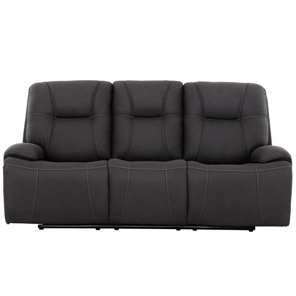 Primo 79-inch Power Reclining Sofa – Dark Grey Upholstery, USB Charging Port, Plush Cushions – Modern Seating for Living Room or Media Space