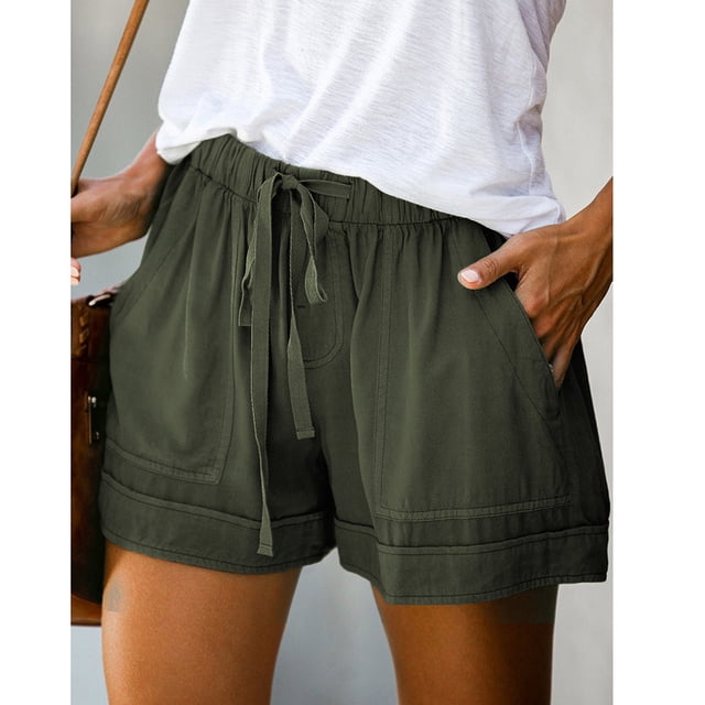 TIMIFIS Womens Comfy Drawstring Casual Elastic Waist Pocketed Shorts - Summer