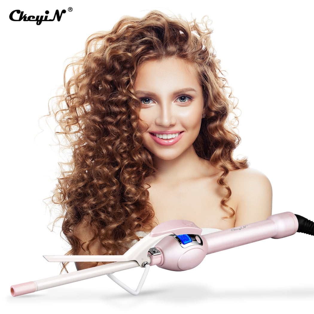 CkeyiN 9mm Curling Iron, Professional Tourmaline Ceramic Hair Curler, Temperature Adjustable Curling Iron Hair Styling Tools with LCD Display, PTC Heated up Curling Wand