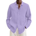 thumbnail image 4 of MesaSe Chemise à Manches Longues en Coton et Lin pour Hommes, Col Rabattu Ample, 4 of 6