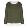 thumbnail image 4 of Timegard Hauts pour Femmes à Épaules Tombantes, Col Ras du Cou, Chandail Ample, Hauts d'Automne Décontractés à Manches Longues, Blouse Confortable, 4 of 5