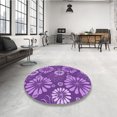 thumbnail image 4 of Ahgly Company Machine Washable Indoor Round Transitional Heliotrope Purple Area Rugs, 4' Round, 4 of 7