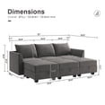 thumbnail image 3 of HONBAY Canapé Sectionnel Convertible en Velours avec Lit et Rangement pour Ensembles de Meubles de Salon, Gris Perle, 3 of 7