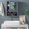 thumbnail image 4 of Gymax Armoire à Pharmacie Murale avec Miroir et Tablette Ajustable, Gris, 4 of 10